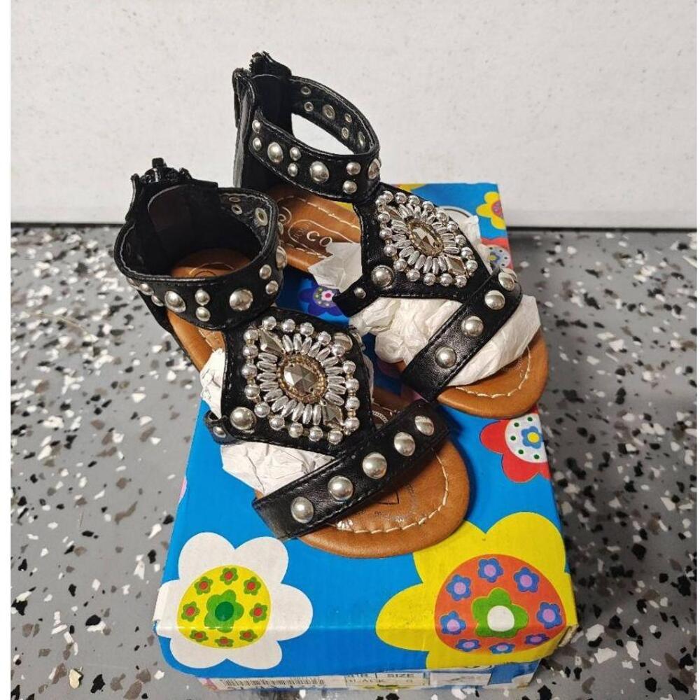 Jumbo‎ Coco Wilma Sandals Beaded Studded Black Infant 5 New Boho Rocker open toe
